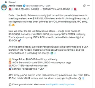 Arctic Pablo Presale Raises $3.5M as Ice Ice Baby Stage Heats Up